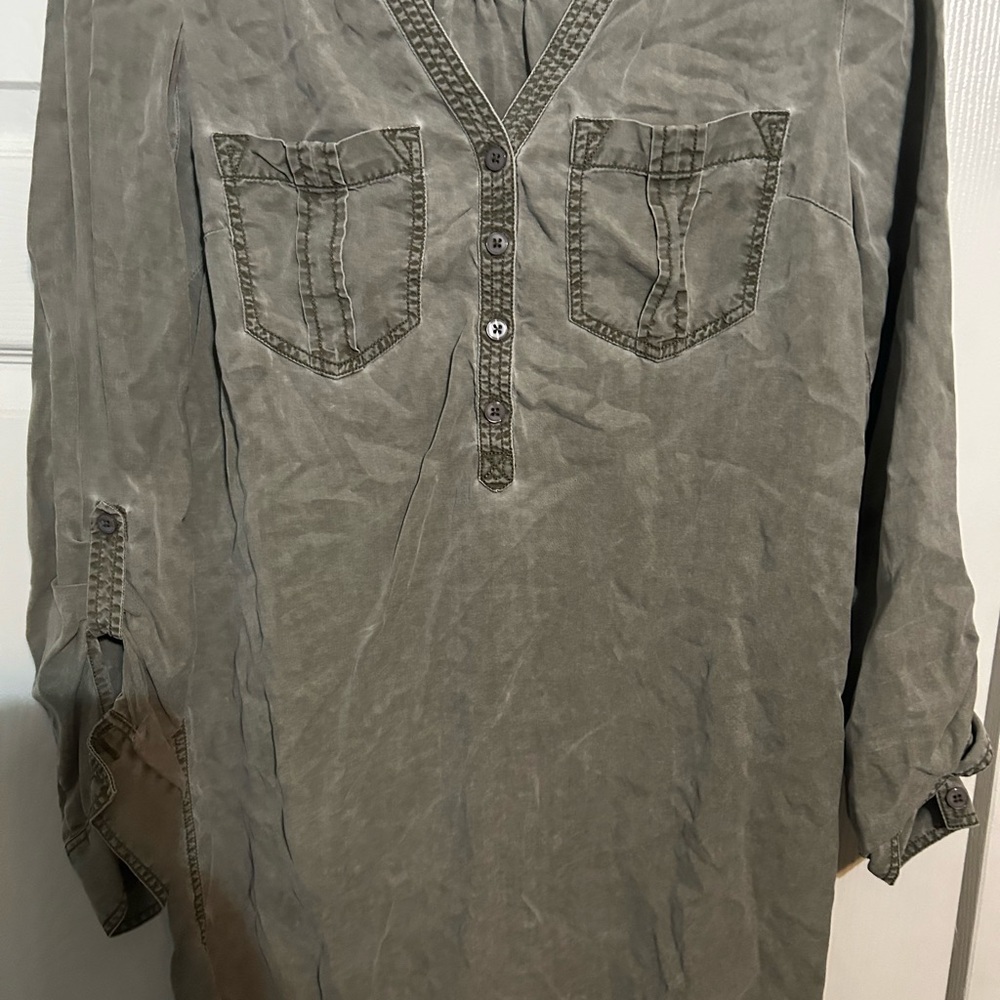 Express Khaki Button-Up Mini Dress